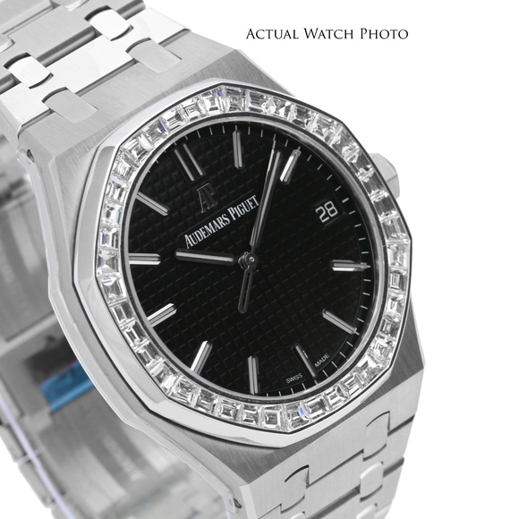 Royal Oak Black Dial Diamond Bezel- Complete W/Box - Picture 4 of 7